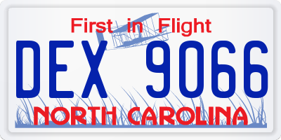 NC license plate DEX9066