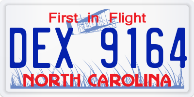 NC license plate DEX9164