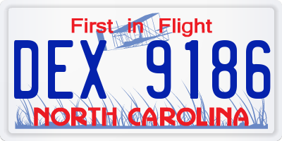 NC license plate DEX9186