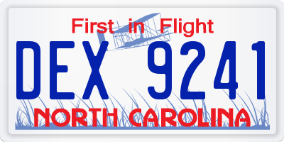 NC license plate DEX9241