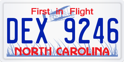 NC license plate DEX9246