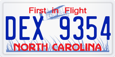 NC license plate DEX9354