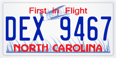 NC license plate DEX9467
