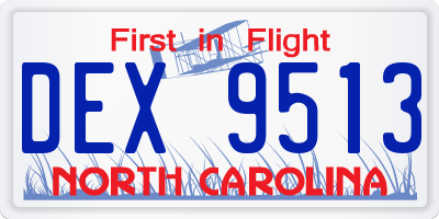 NC license plate DEX9513
