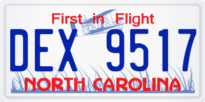 NC license plate DEX9517