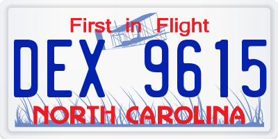 NC license plate DEX9615