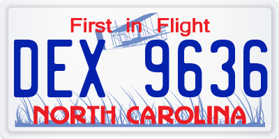 NC license plate DEX9636