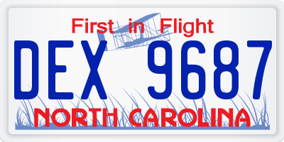 NC license plate DEX9687