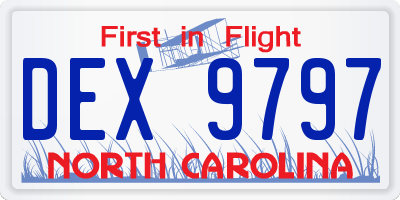 NC license plate DEX9797