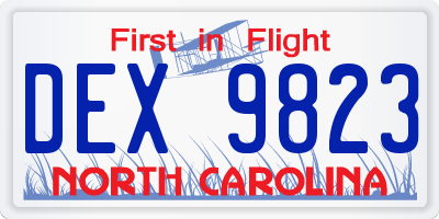 NC license plate DEX9823