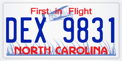 NC license plate DEX9831