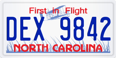 NC license plate DEX9842