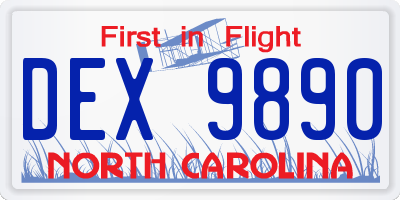 NC license plate DEX9890