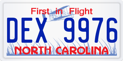 NC license plate DEX9976