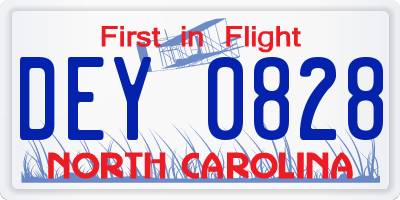 NC license plate DEY0828