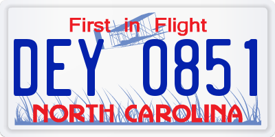 NC license plate DEY0851