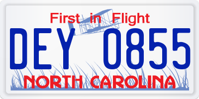 NC license plate DEY0855