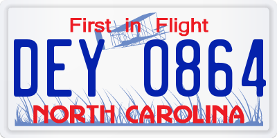 NC license plate DEY0864