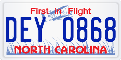 NC license plate DEY0868
