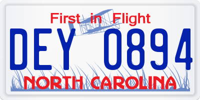 NC license plate DEY0894