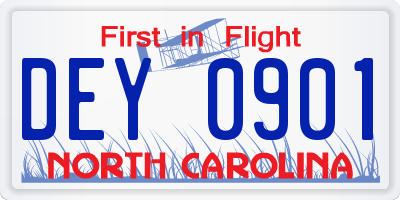 NC license plate DEY0901