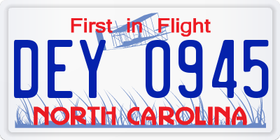 NC license plate DEY0945