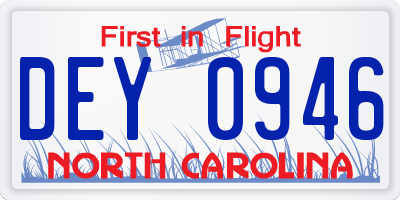 NC license plate DEY0946