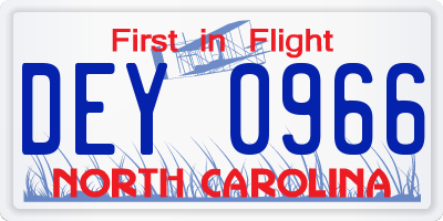 NC license plate DEY0966