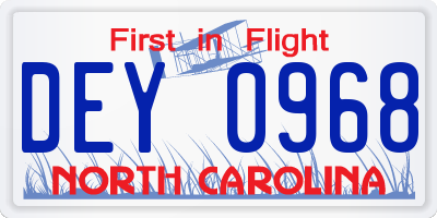 NC license plate DEY0968