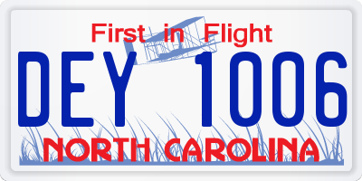 NC license plate DEY1006