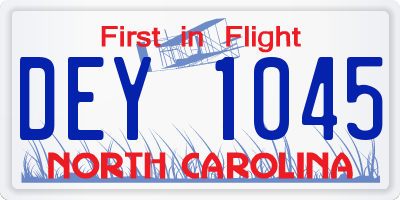 NC license plate DEY1045