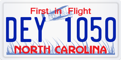 NC license plate DEY1050