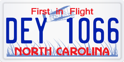 NC license plate DEY1066