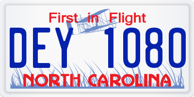 NC license plate DEY1080
