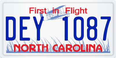 NC license plate DEY1087