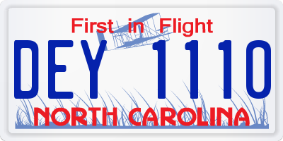 NC license plate DEY1110
