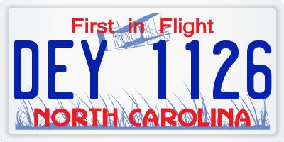 NC license plate DEY1126