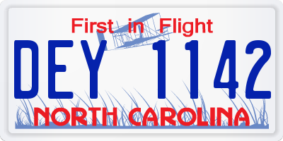 NC license plate DEY1142