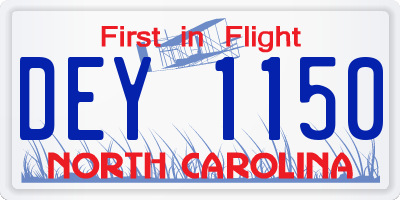 NC license plate DEY1150