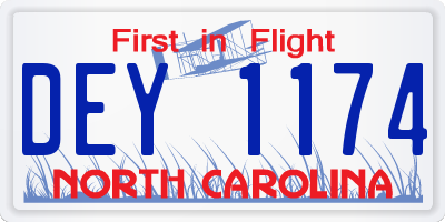 NC license plate DEY1174