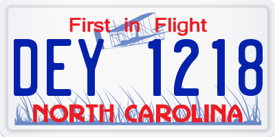 NC license plate DEY1218