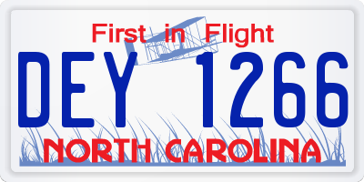NC license plate DEY1266