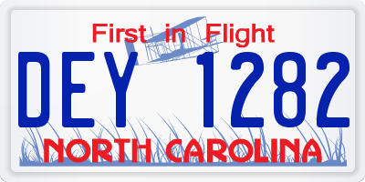 NC license plate DEY1282