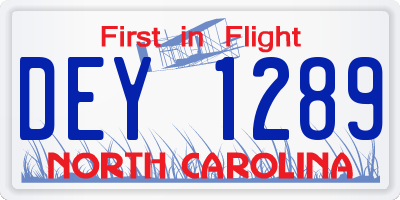 NC license plate DEY1289