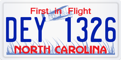 NC license plate DEY1326