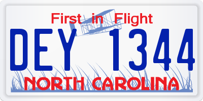 NC license plate DEY1344