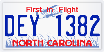 NC license plate DEY1382