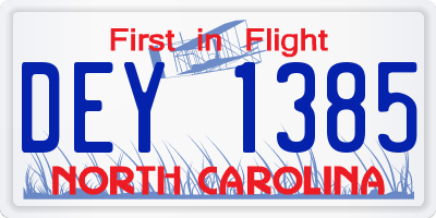 NC license plate DEY1385