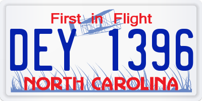 NC license plate DEY1396