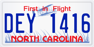 NC license plate DEY1416